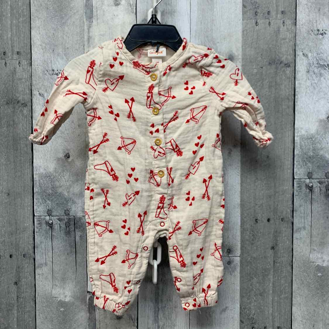 Size 0-3 Months White/Red Cat & Jack Romper
