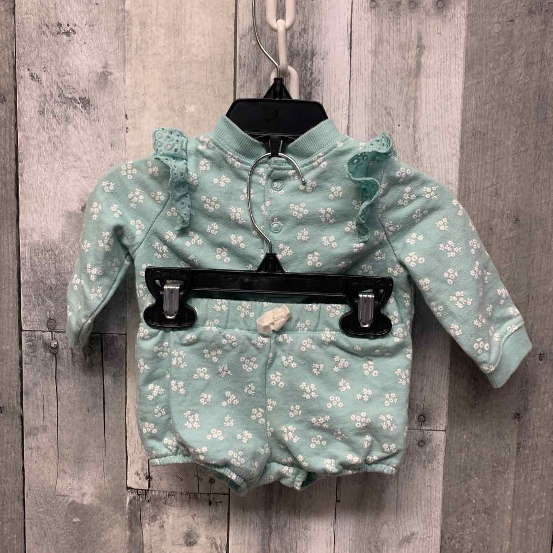 Size 3 Months Blue Floral Print Carter's Shirt/Shorts