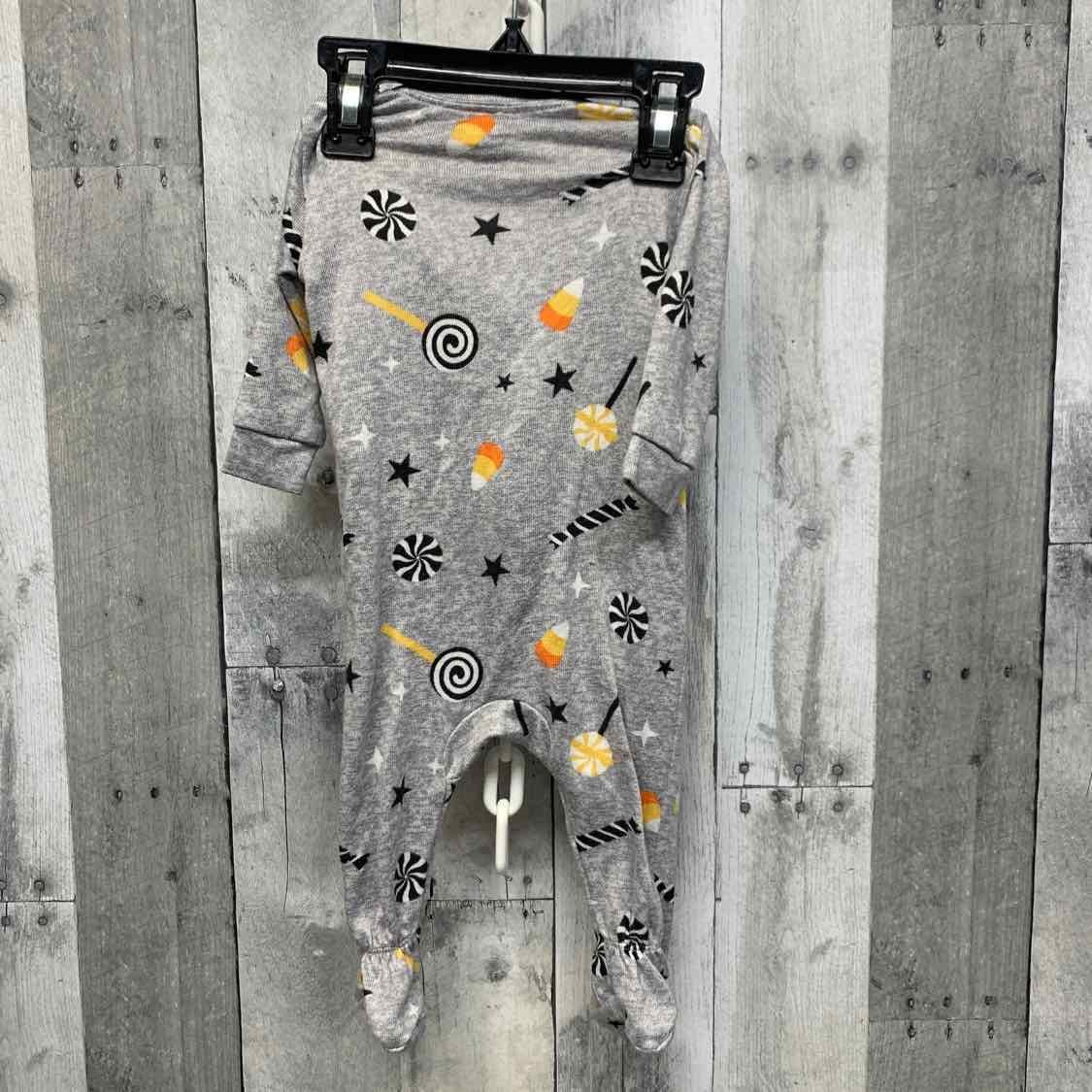 Size 3-6 Months Gray Print Holiday Brands Footy PJs