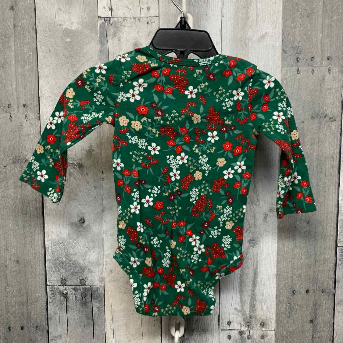 Size 12 Months Green Floral Print Carter's Bodysuit