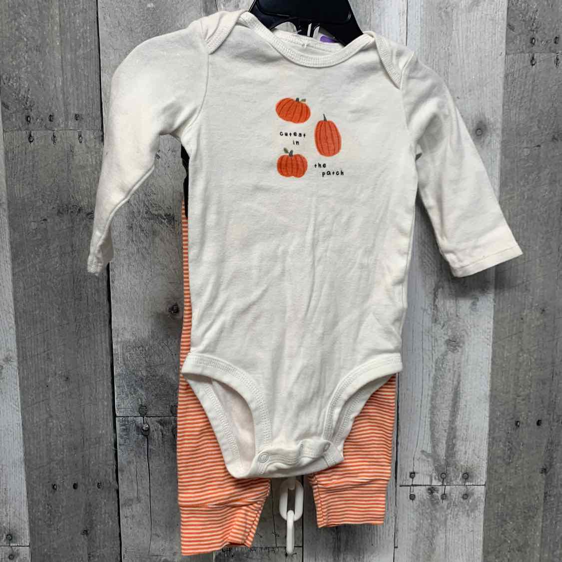 Size 6 Months White/Orange Just One You Shirt/Leggings