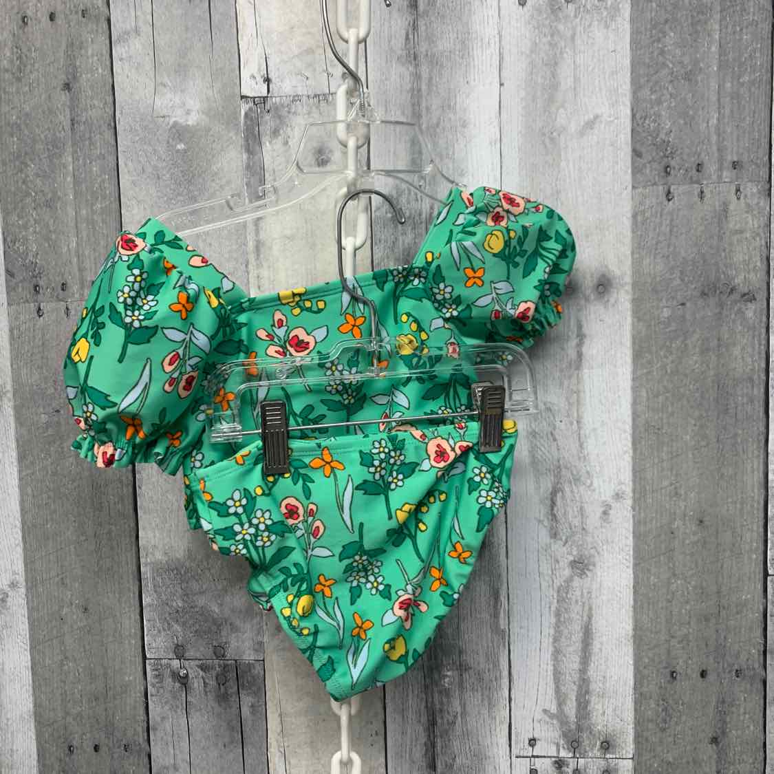 Size 3T Green Floral Print Cat & Jack Swim Suit - 2pc+