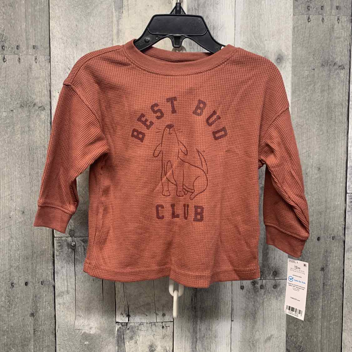 Size 12 Months Brown Graphic Carter's Long Sleeve Shirt