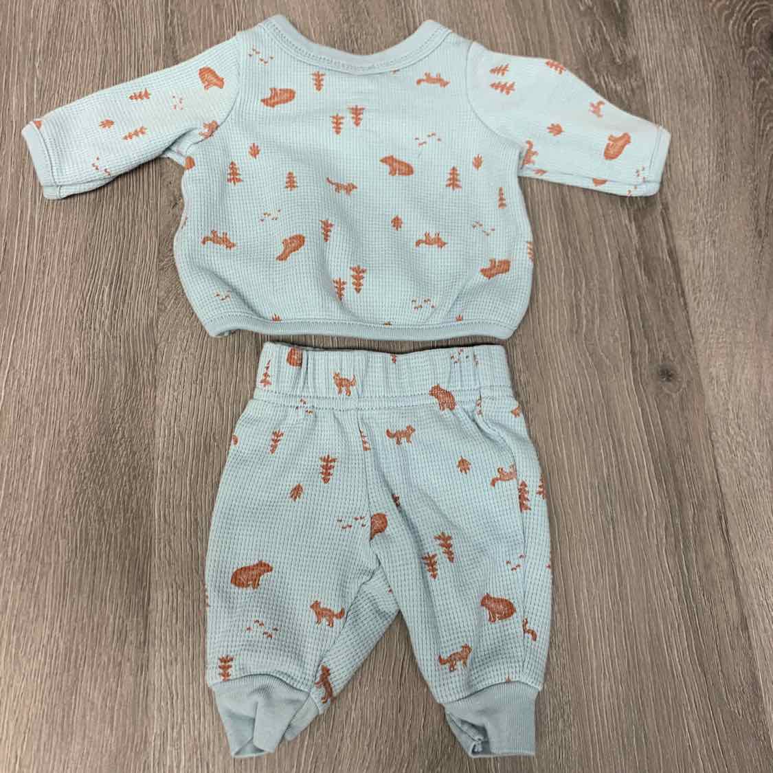 Size Preemie Blue/Brown Child of Mine Shirt/Pants