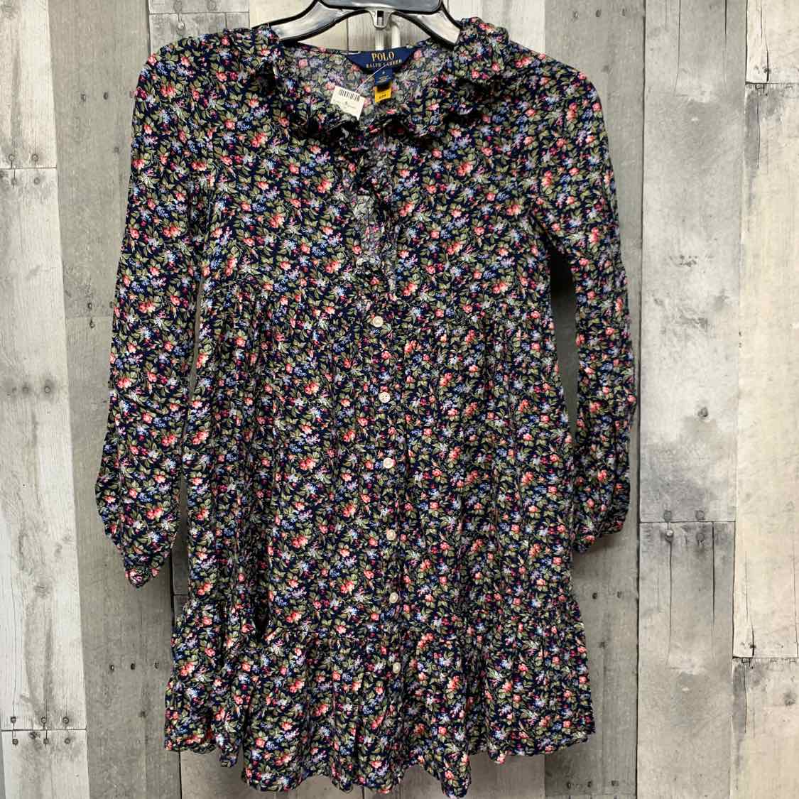 Size 8 Navy Floral Ralph Lauren LS Dress