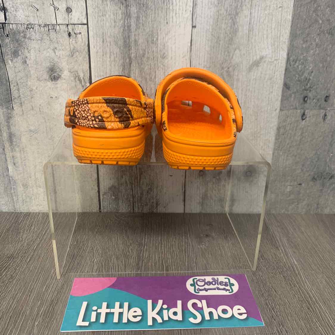 Size 5 Orange Print Crocs Water Shoes