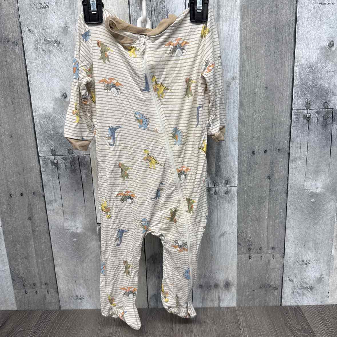 Size 6-9 Months Tan Striped Bamboo Footy PJs
