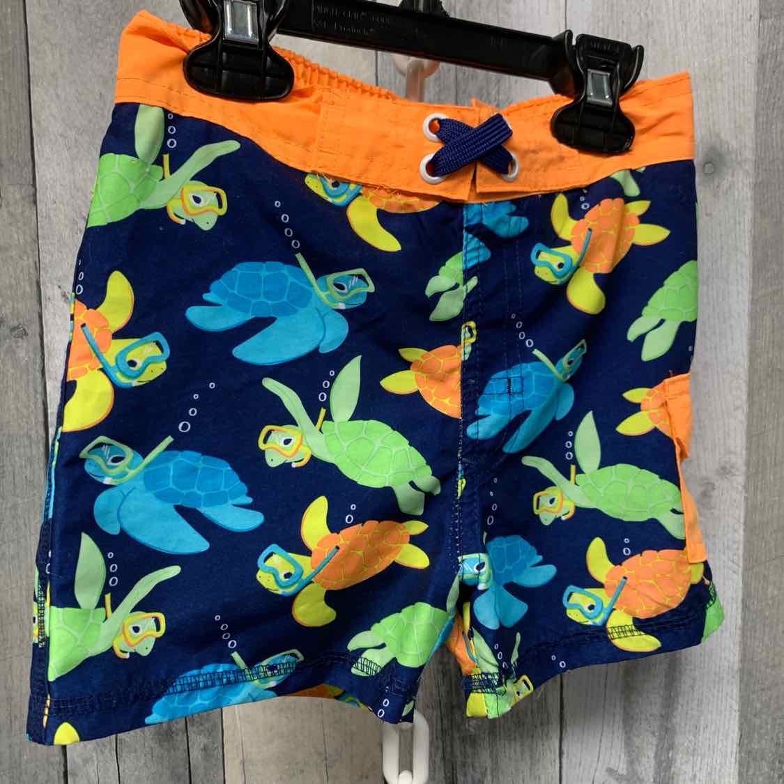 Size 2T Navy/Orange MickMack Swim Trunks