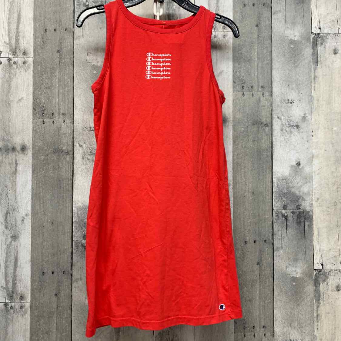 Size 14 Red Graphic Champion Dress - Knit - OodlesCB