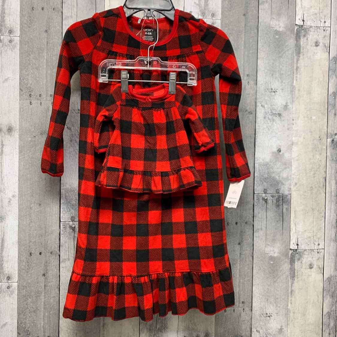 Size 4/5 Red Plaid Carter's Nightgown