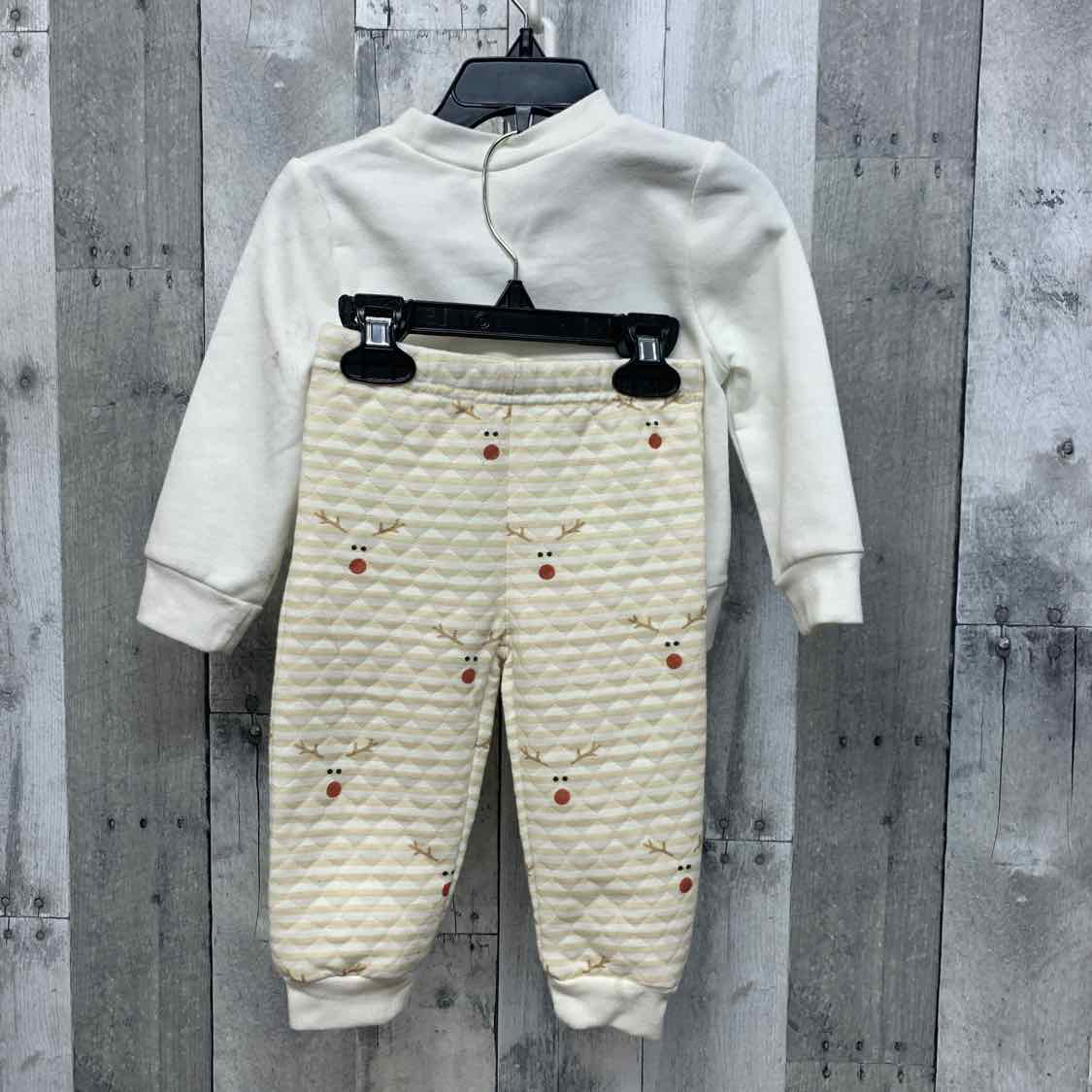 Size 12-18 Months White/Tan Mid Brand Sweats - 2pc