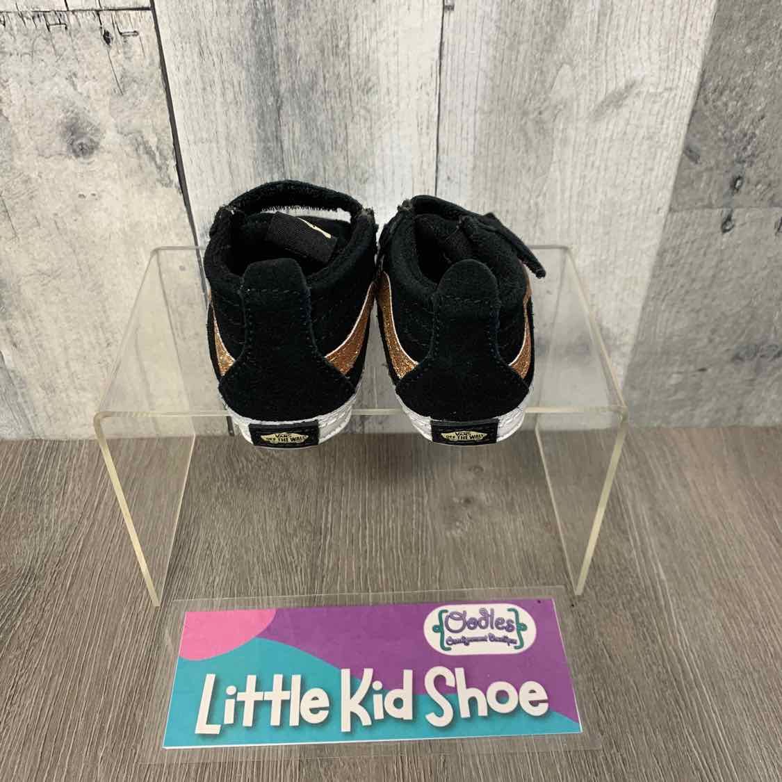 Size 3 Black/Gold Vans Soft Sole Shoes