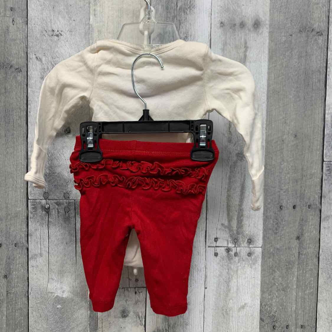 Size 3 Months White/Red Carter's Shirt/Pants