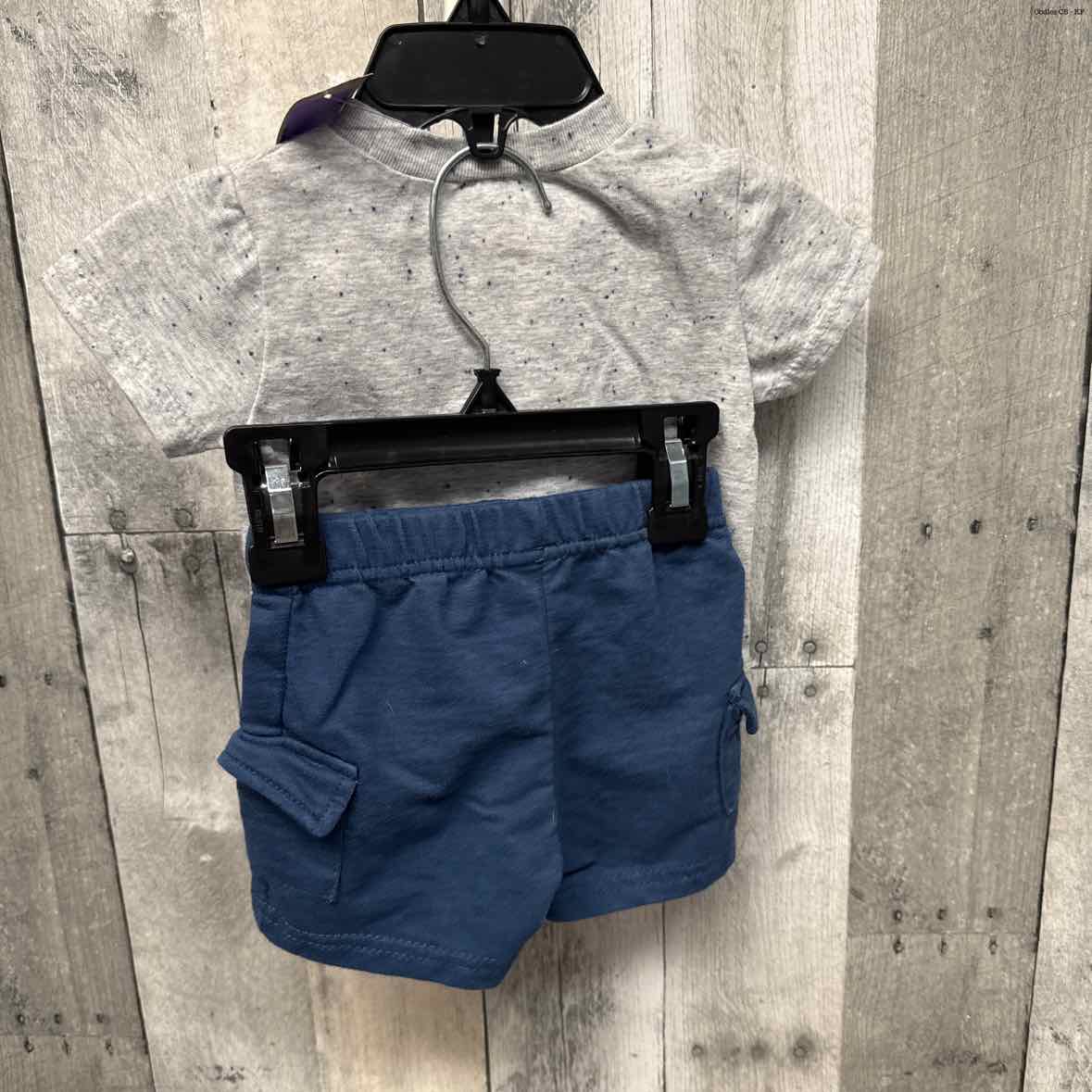 Size 3-6 Months Gray/Navy B Brand Shirt/Shorts