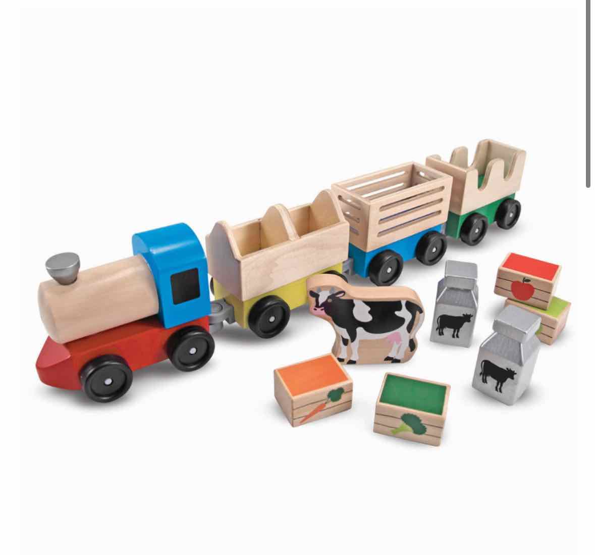 Melissa & Doug Wooden Farm Train Toy Set