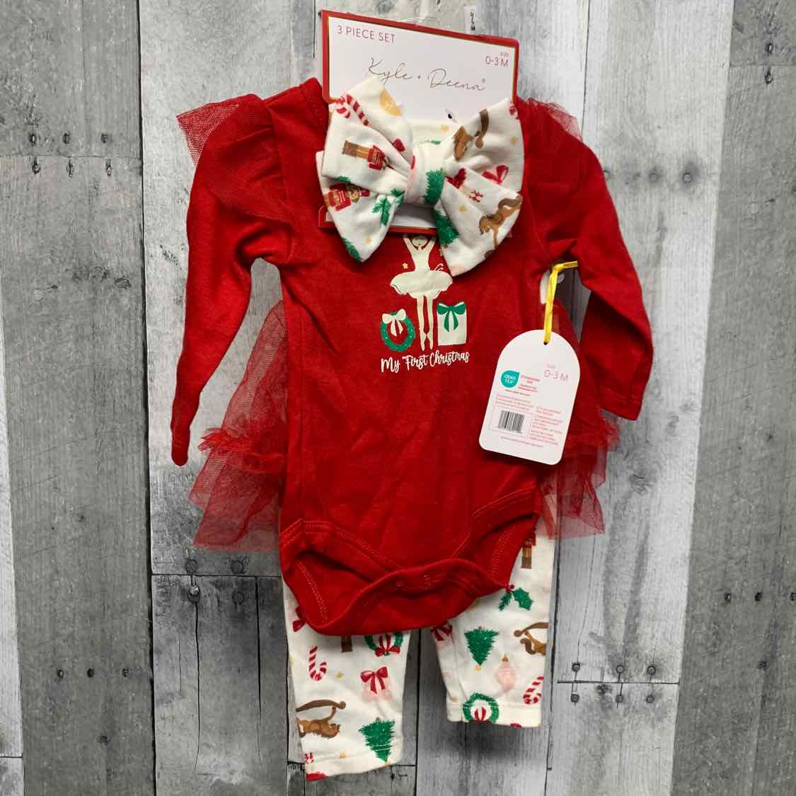 Size 0-3 Months Red/White B Brand Shirt/Leggings