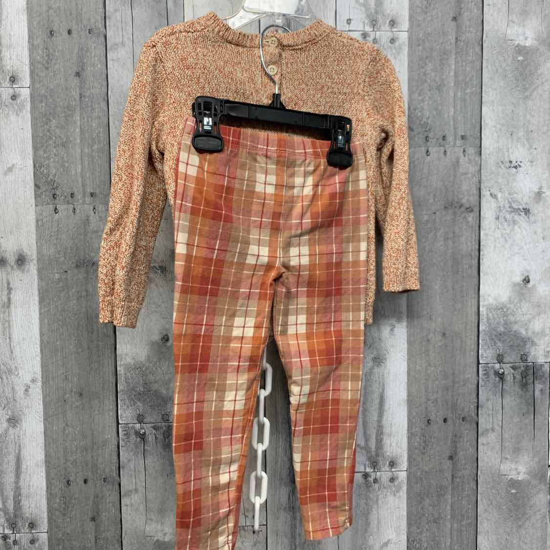 Size 3T Orange Plaid Little Lass Shirt/Pants