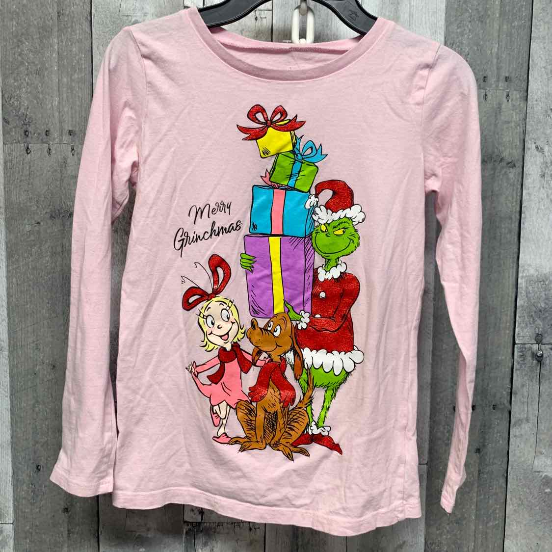 Size 12 Pink Graphic Holiday Brands Long Sleeve Shirt