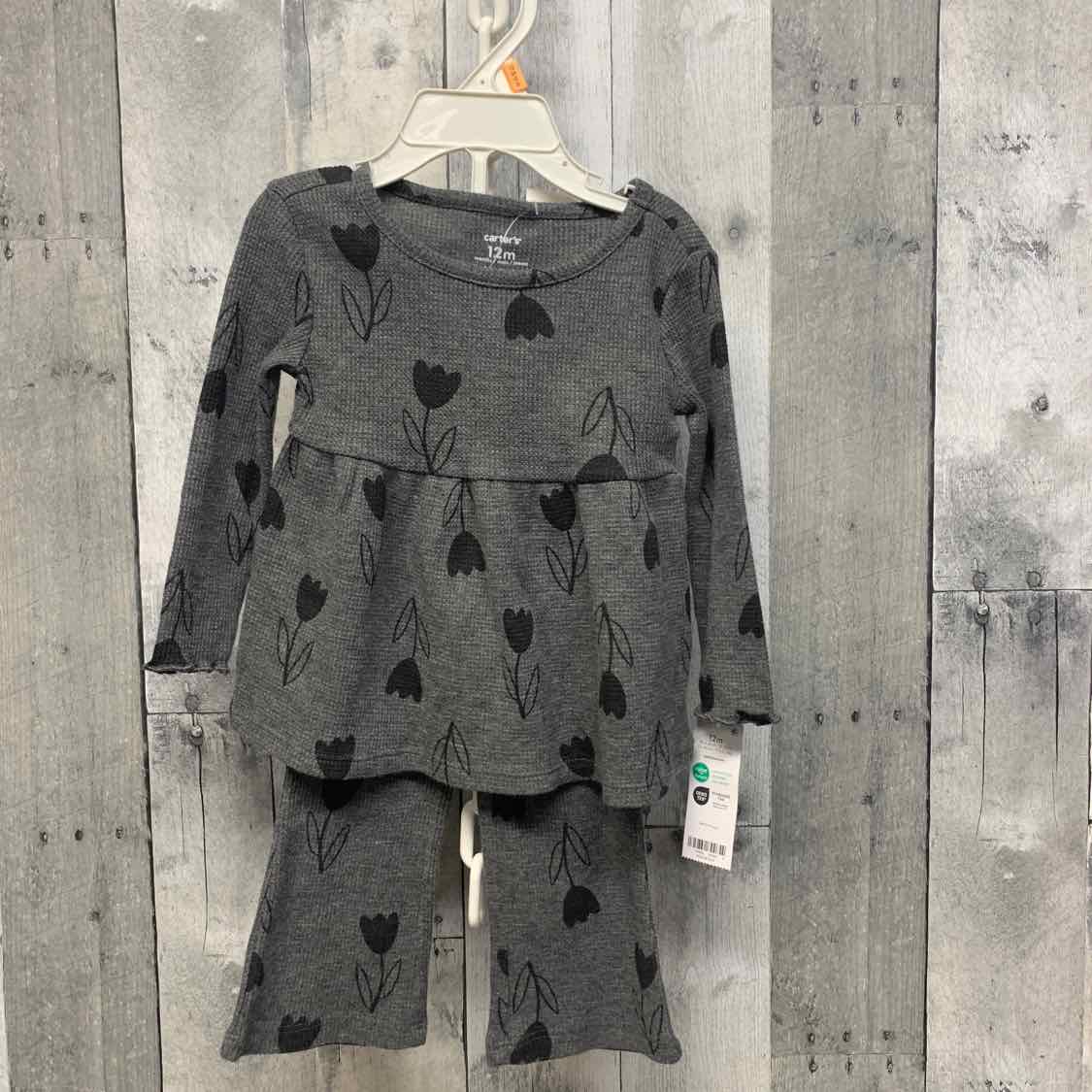 Size 12 Months Gray Print Carter's Shirt/Leggings