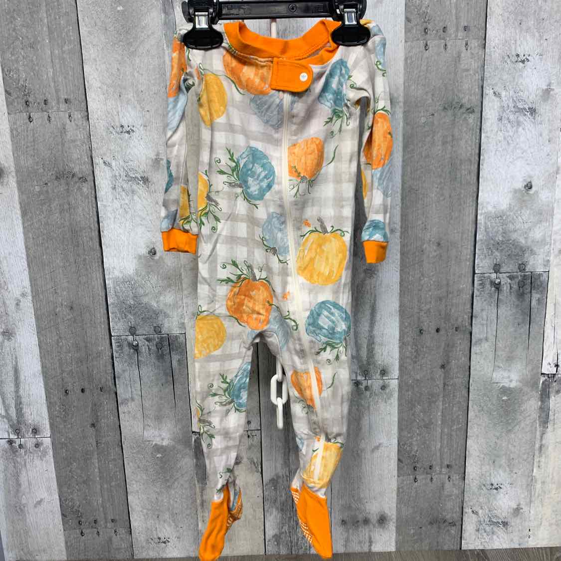 Size 12 Months Orange/Blue Burt's Bees Baby Footy PJs