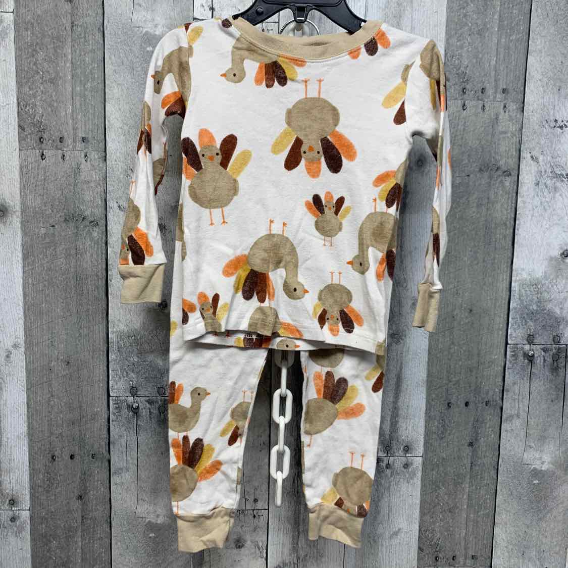 Size 2T White/Tan Carter's 2pc PJs