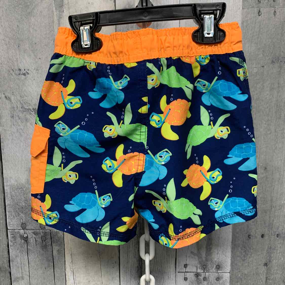 Size 2T Navy/Orange MickMack Swim Trunks