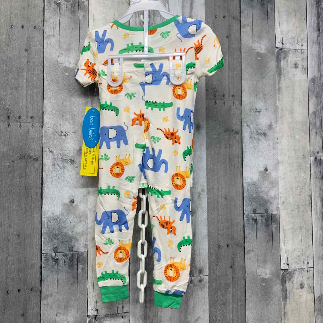 Size 3T White/Green Bon Bebe 2pc PJs - OodlesCB