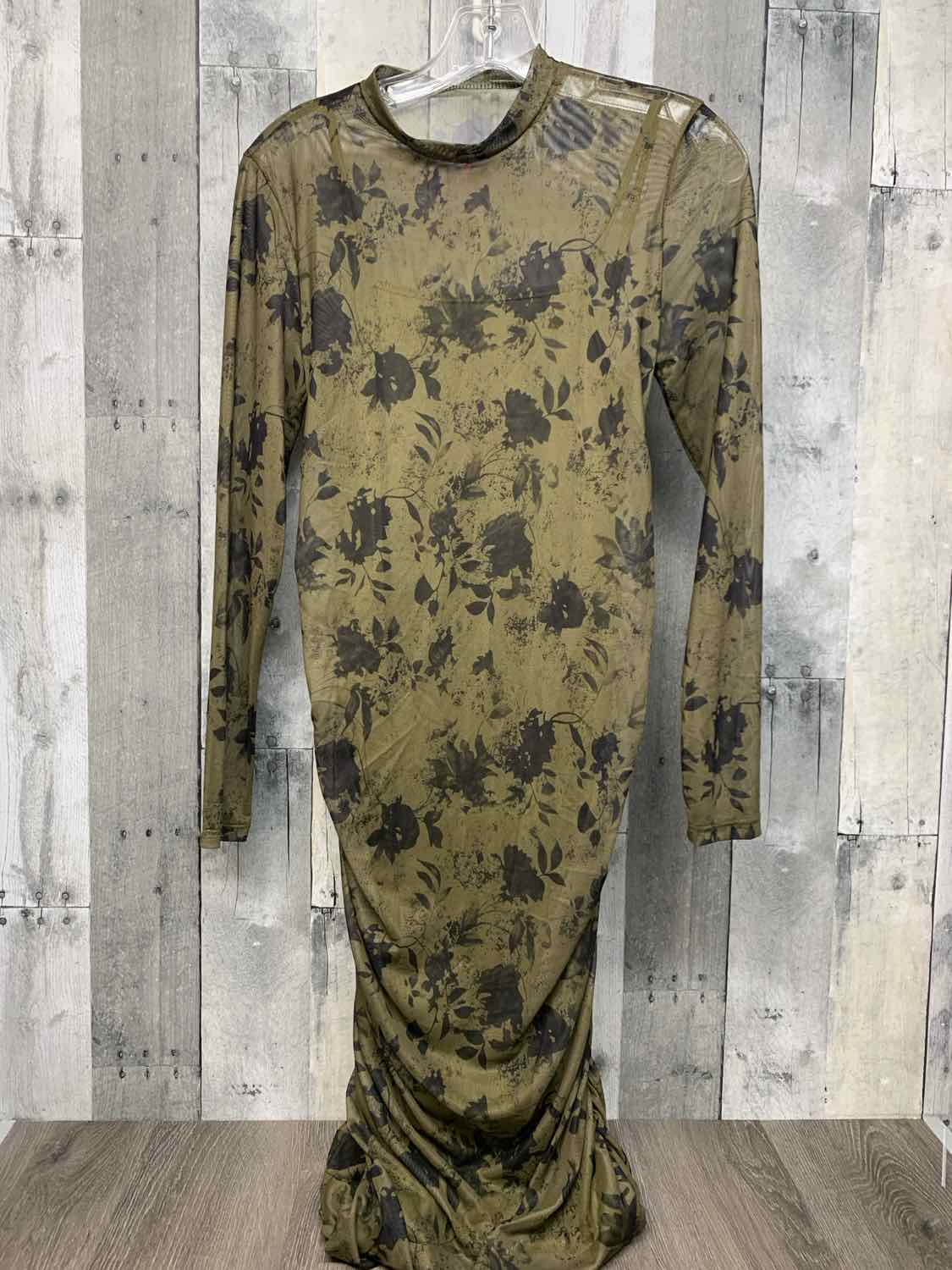 Size S Green Floral Print Shein Dress - Sleeveless