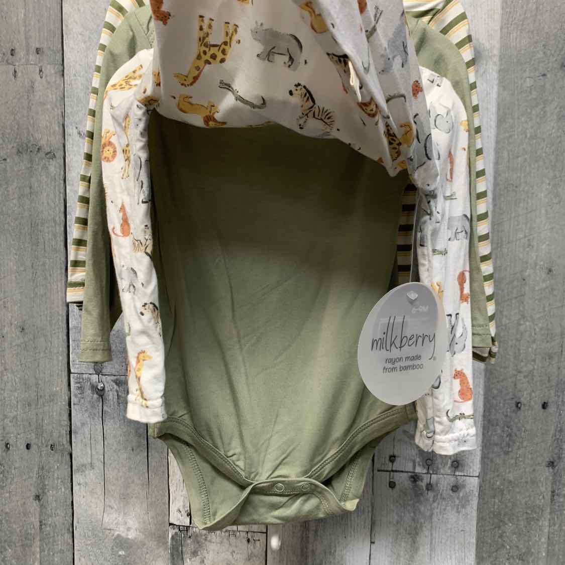 Size 6-9 Months White/Green B Brand Bodysuit