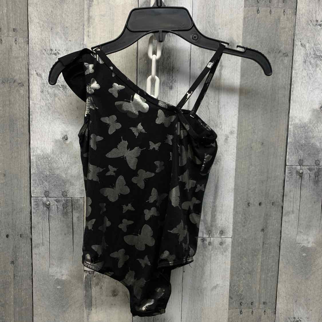 Size 7/8 Black Print Pink Platinum Swim Suit - 1pc