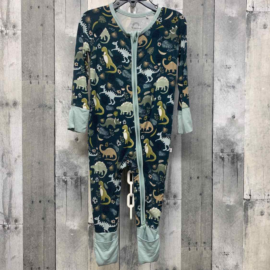 Size 18-24 Months Green Animal Print Bamboo Footy PJs