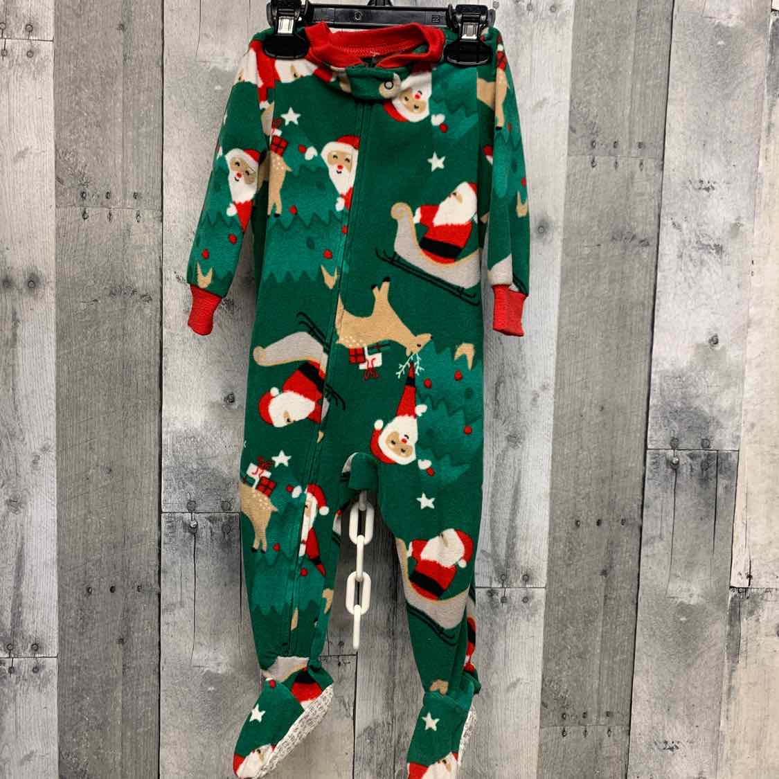 Size 12 Months Green Print Carter's Footy PJs