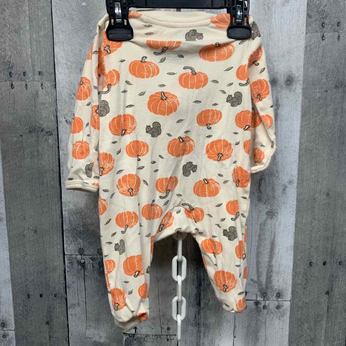 Size 3 Months Ivory/Orange Carter's Footy PJs