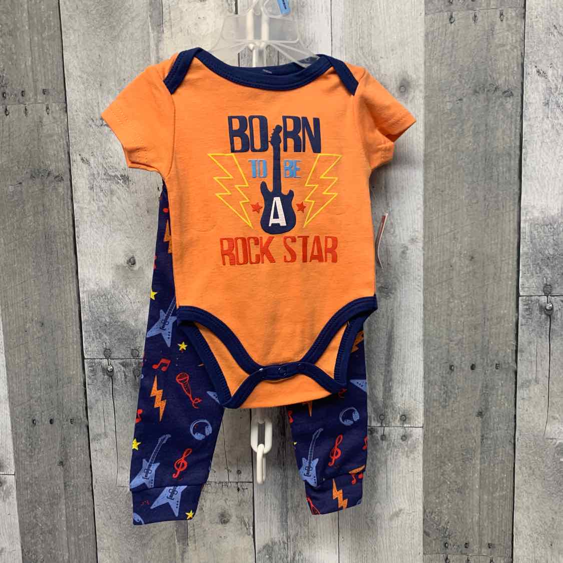 Size 6-9 Months Orange/Navy Kidgets Shirt/Pants