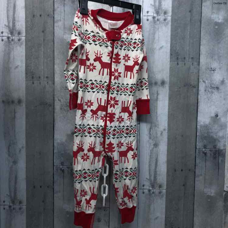 Size 2T White/Red Hanna Andersson Footy PJs