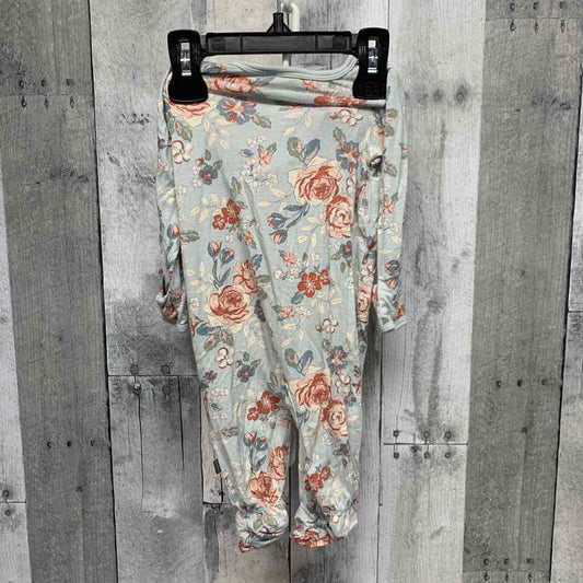 Size 0-3 Months Blue Floral Print Modern Moments by Gerber Footy PJs