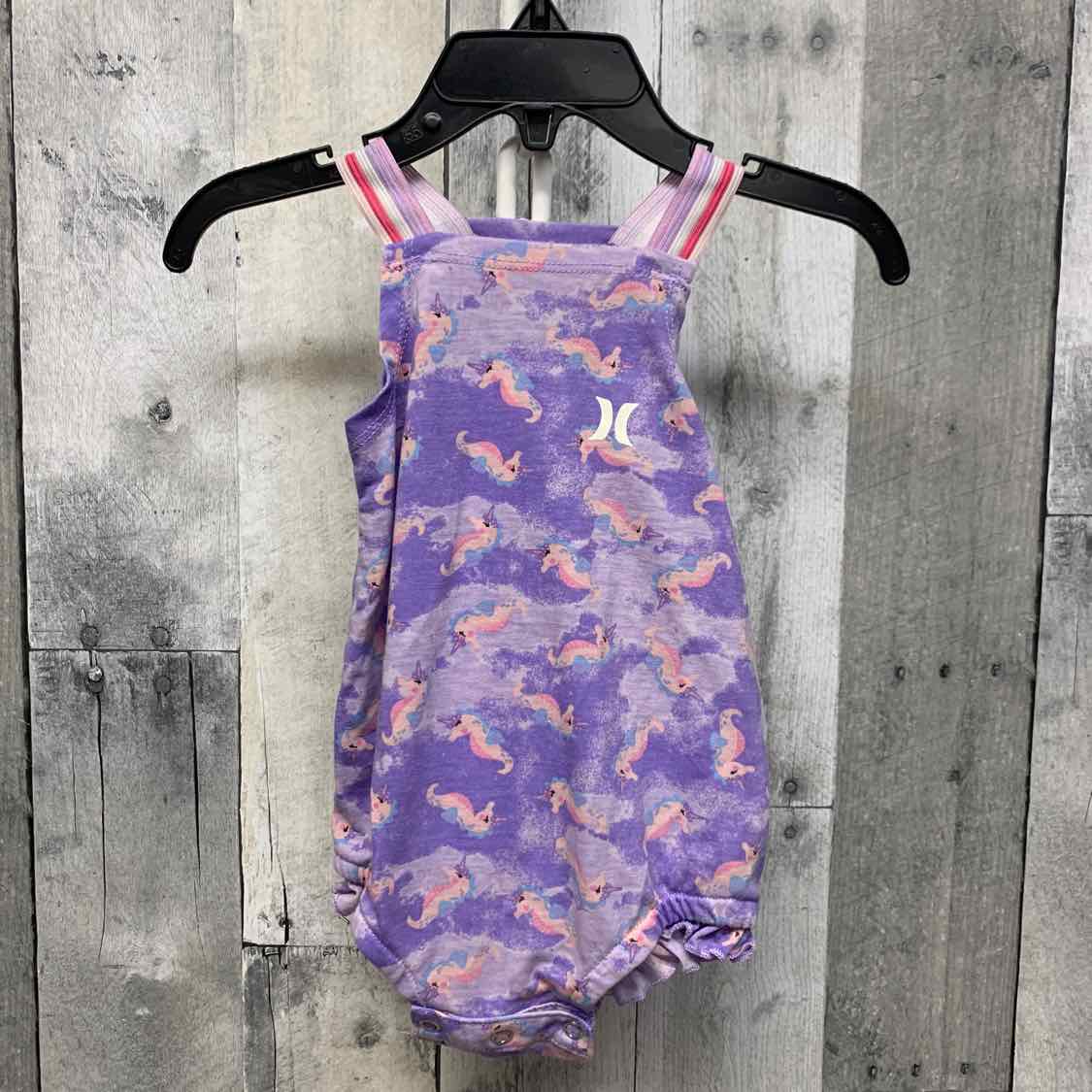 Size 9 Months Purple Print Hurley Romper