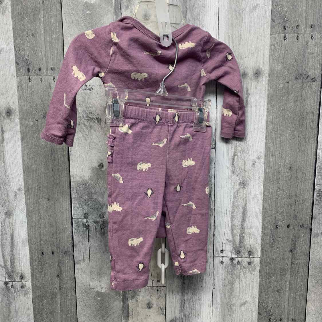 Size 6 Months Purple Print Carter's Shirt/Pants