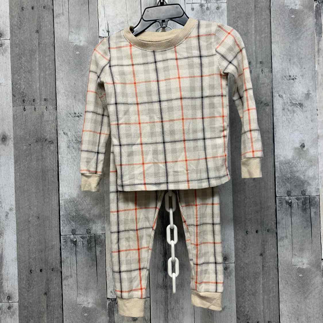 Size 2T Tan Plaid BearPaw 2pc PJs