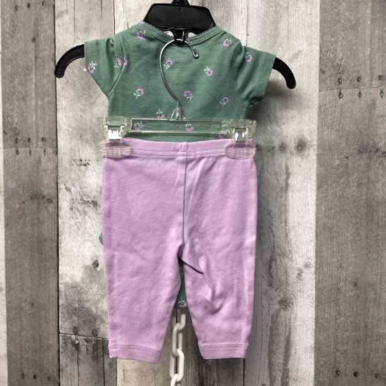 Size 3 Months Green/Purple Just One You Shirt/Pants