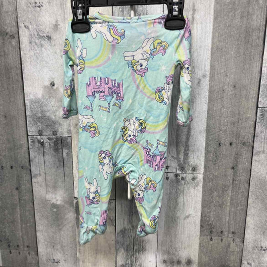 Size Newborn Blue Graphic Bamboo Footy PJs