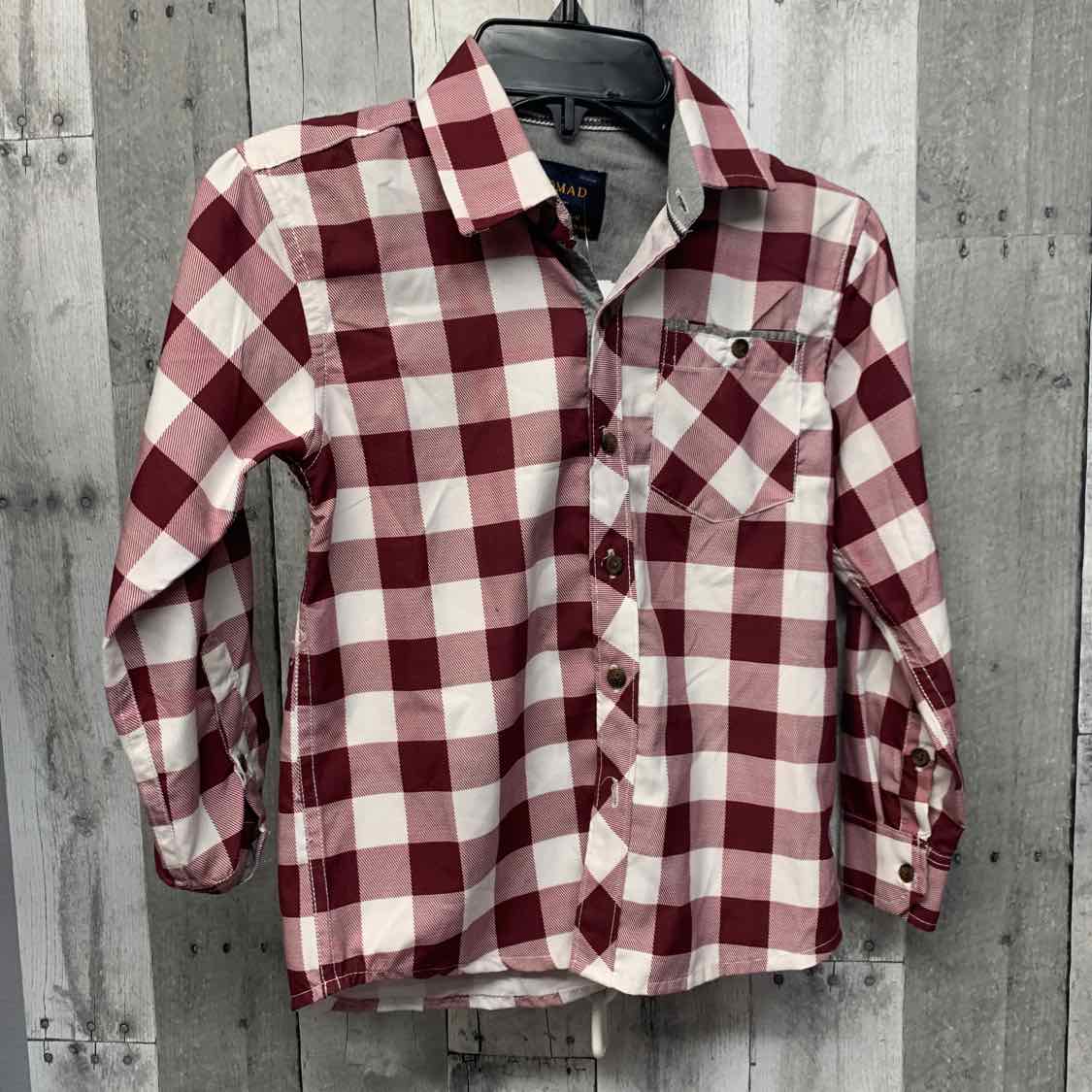 Size 5 Burgundy/White B Brand LS Button Up