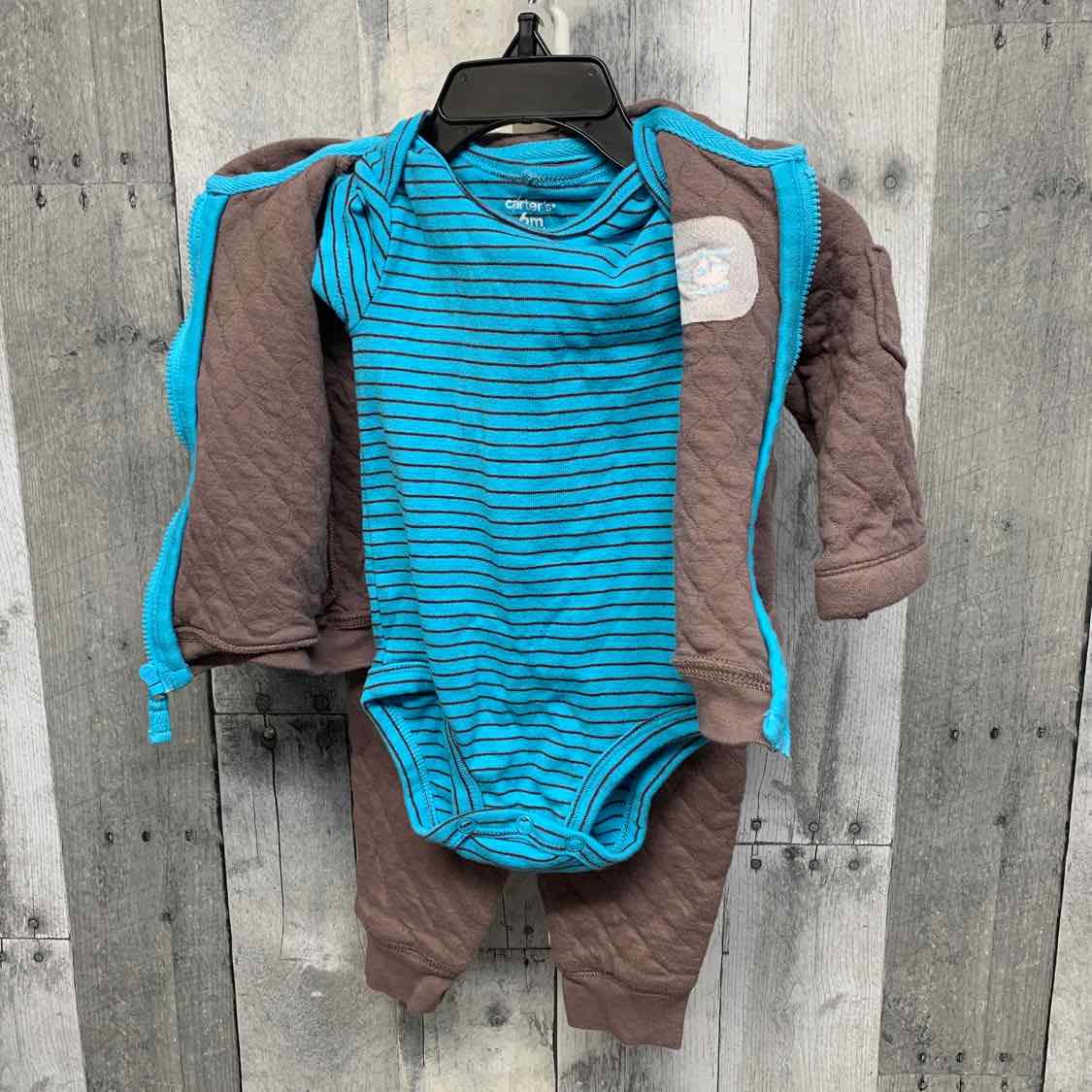 Size 6 Months Blue/Brown Carter's Shirt/Pants