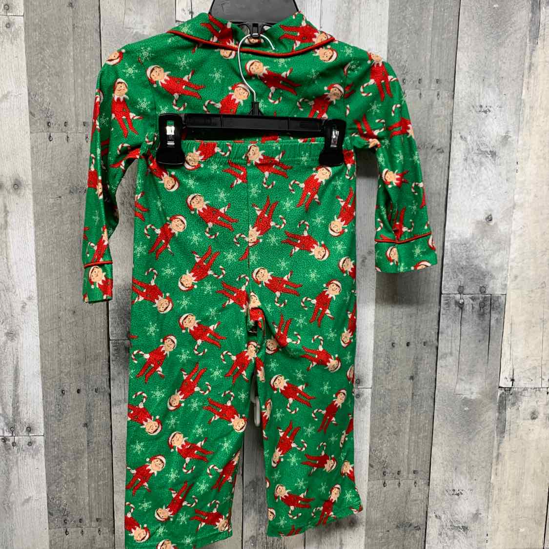 Size 4T Green Print Holiday Brands 2pc PJs