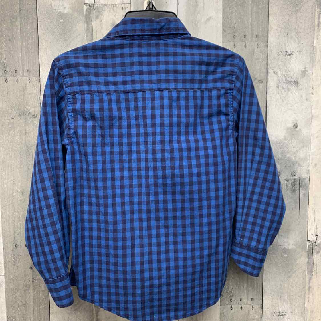 Size 8 Blue Plaid Wrangler LS Button Up