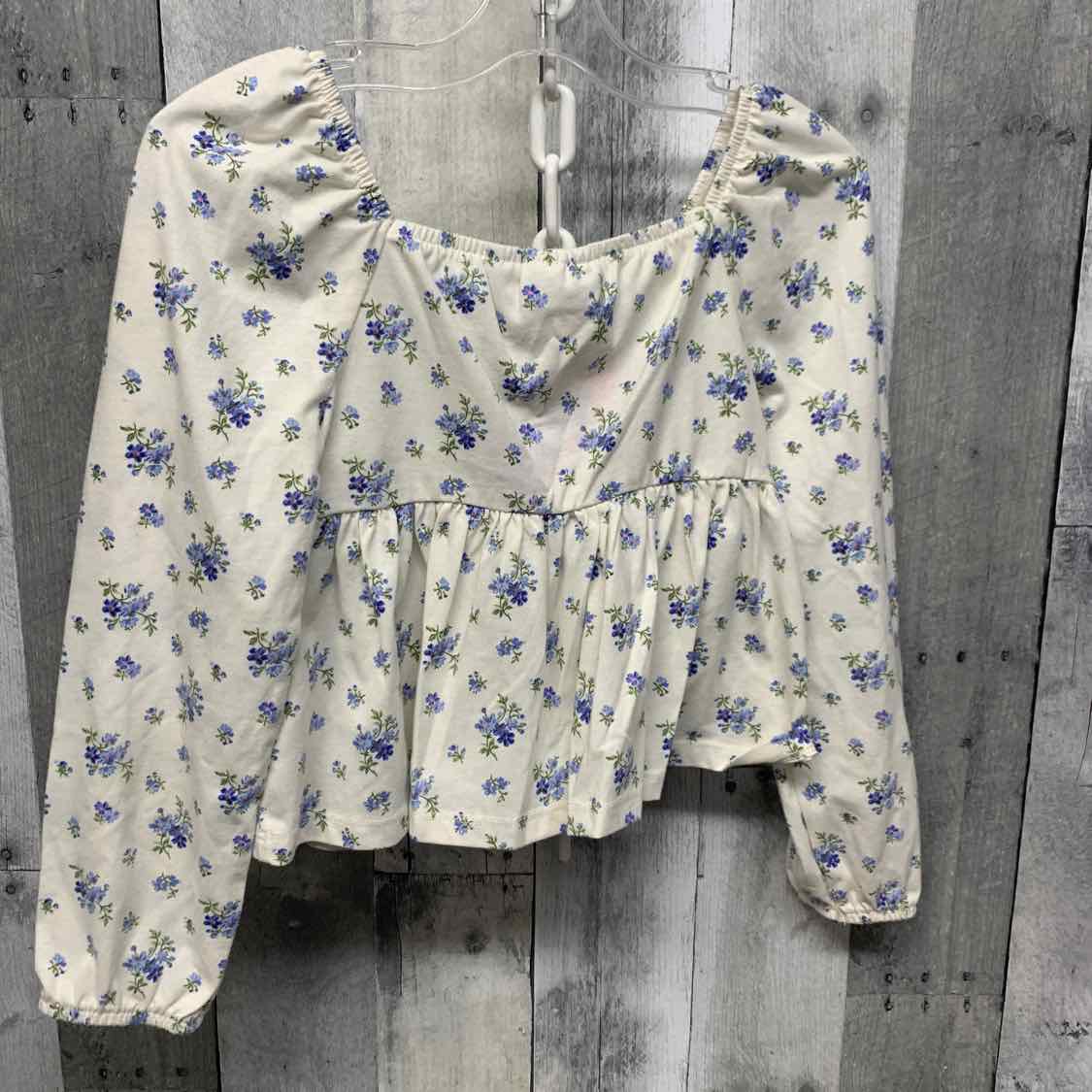 Size 7/8 White Floral Print Children's Place Long Sleeve Shirt