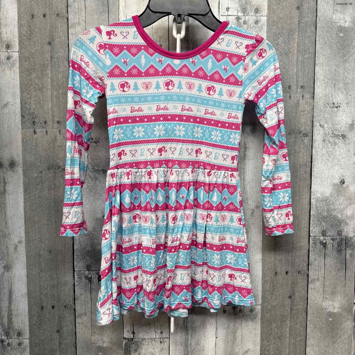 Size 5/6 White/Blue Bamboo LS Dress