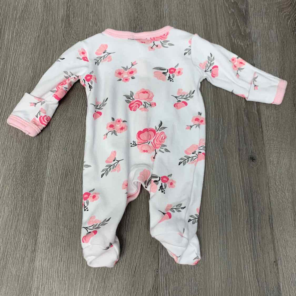 Size Preemie White/Pink Mid Brand Footy PJs