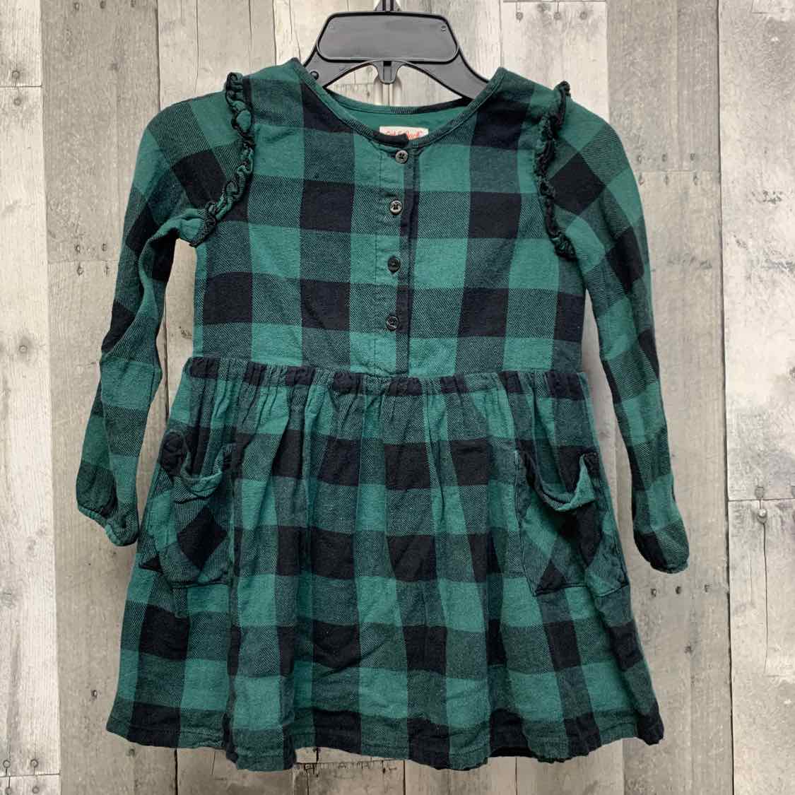 Size 5T Green/Black Cat & Jack LS Dress