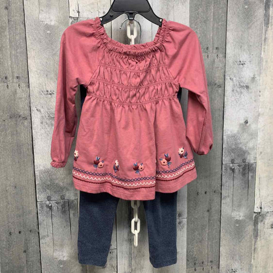 Size 3T Pink/Navy Kids Headquarters Shirt/Leggings